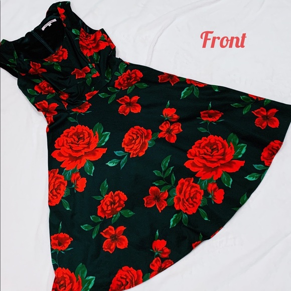 Review Floral Dress (Red Roses) Size 10 - Picture 2 of 8